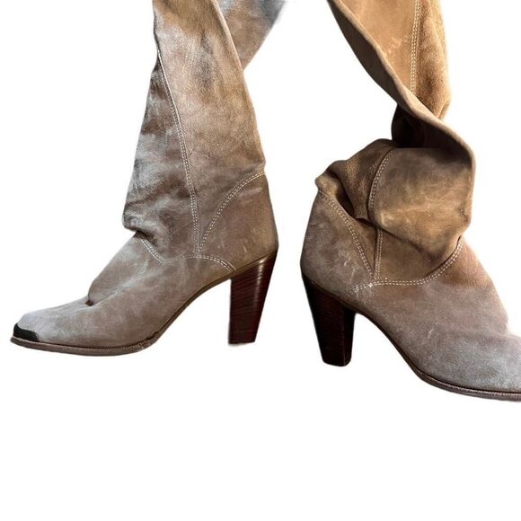 Zodiac calf length suede tan color heeled boots size 8.5 - Picture 2 of 5